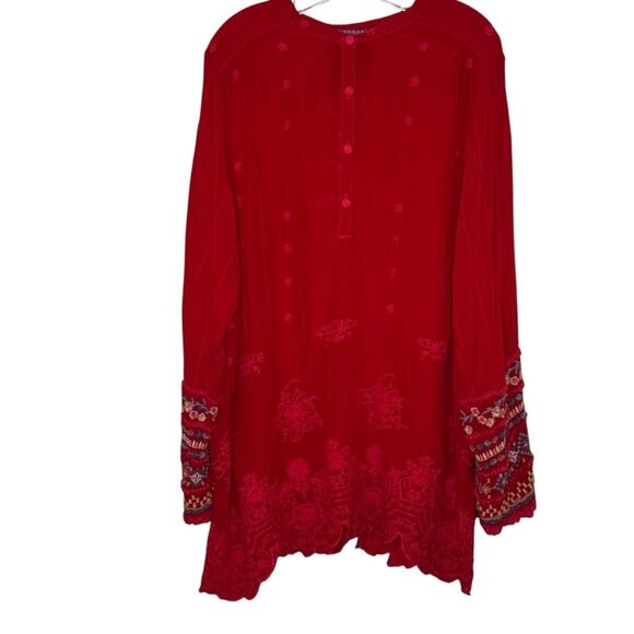 Johnny Was Women’s Red Pink Embroidered Button Tunic Size 1X? (see measurements)